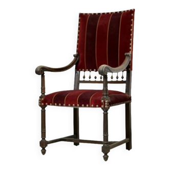 Fauteuil Louis XIII a colonne en noyer