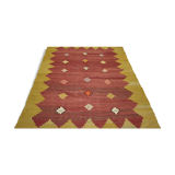 Area kilim rug 6.9x5 ft 210x153 cm yellow red floor rugs vintage rug decorativ