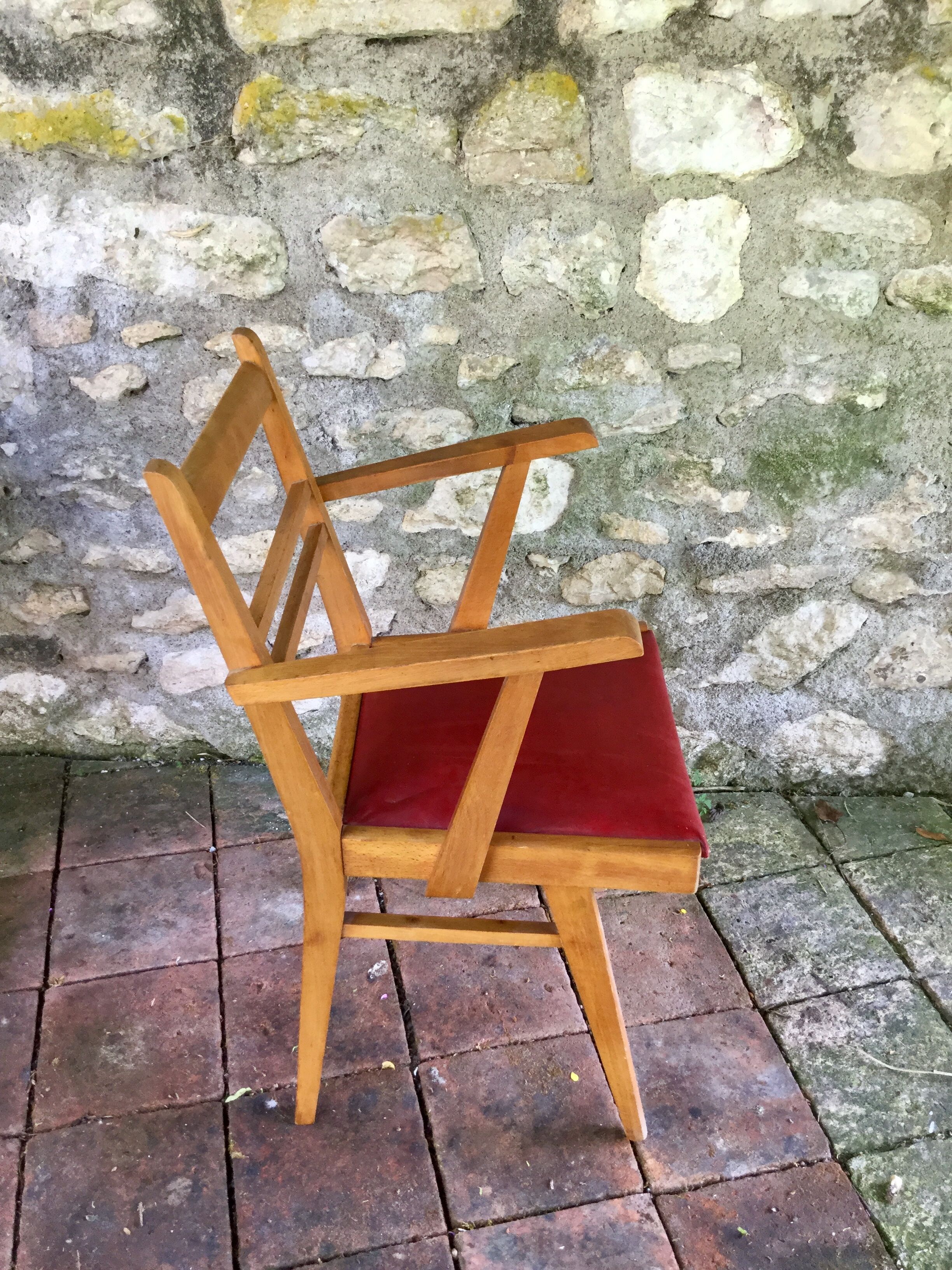 Fauteuil scandinave vintage pieds compas