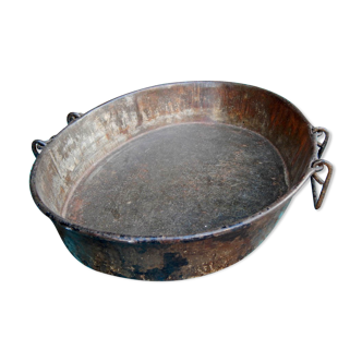 Plateau metal noir ovale ancien original inde decoration industriel