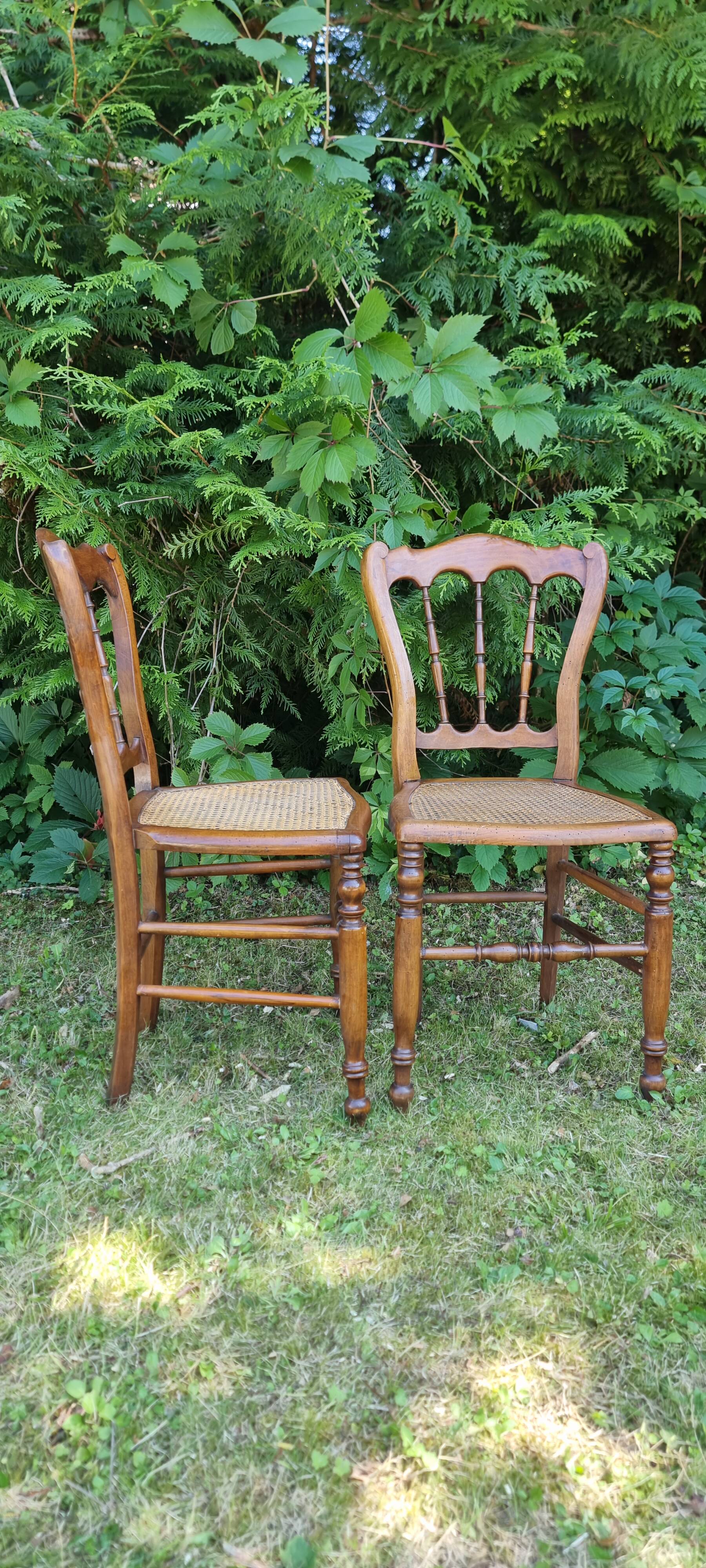 Pair of Napoleon III style caned chairs