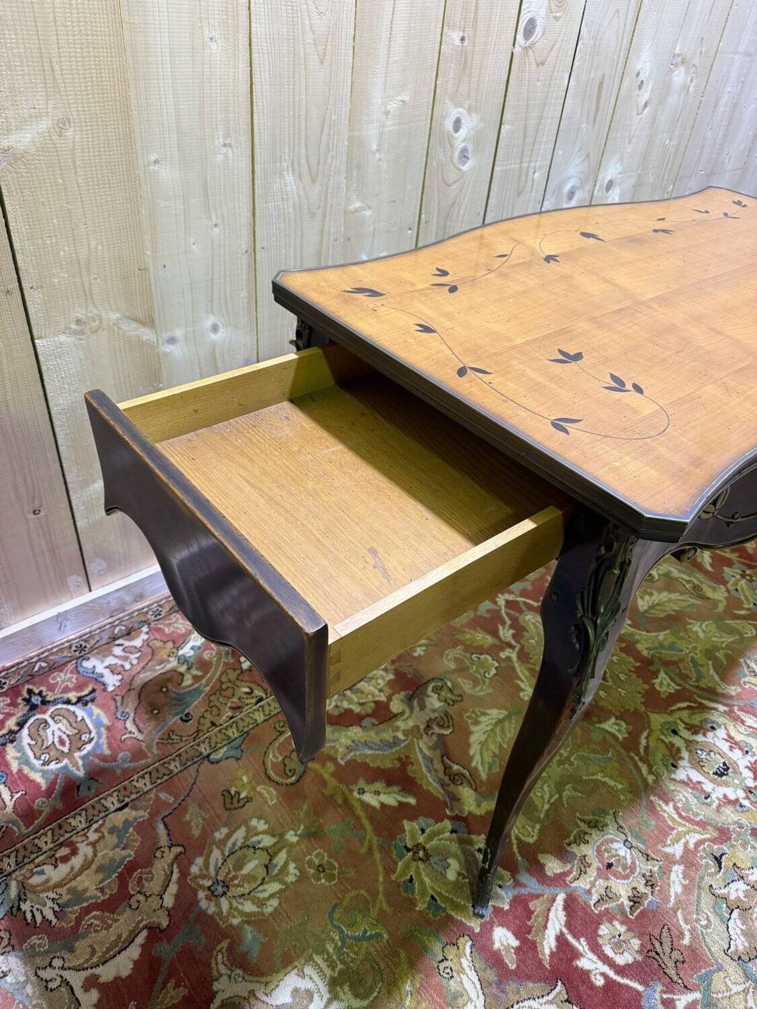 Louis XV style console table in blackened wood.