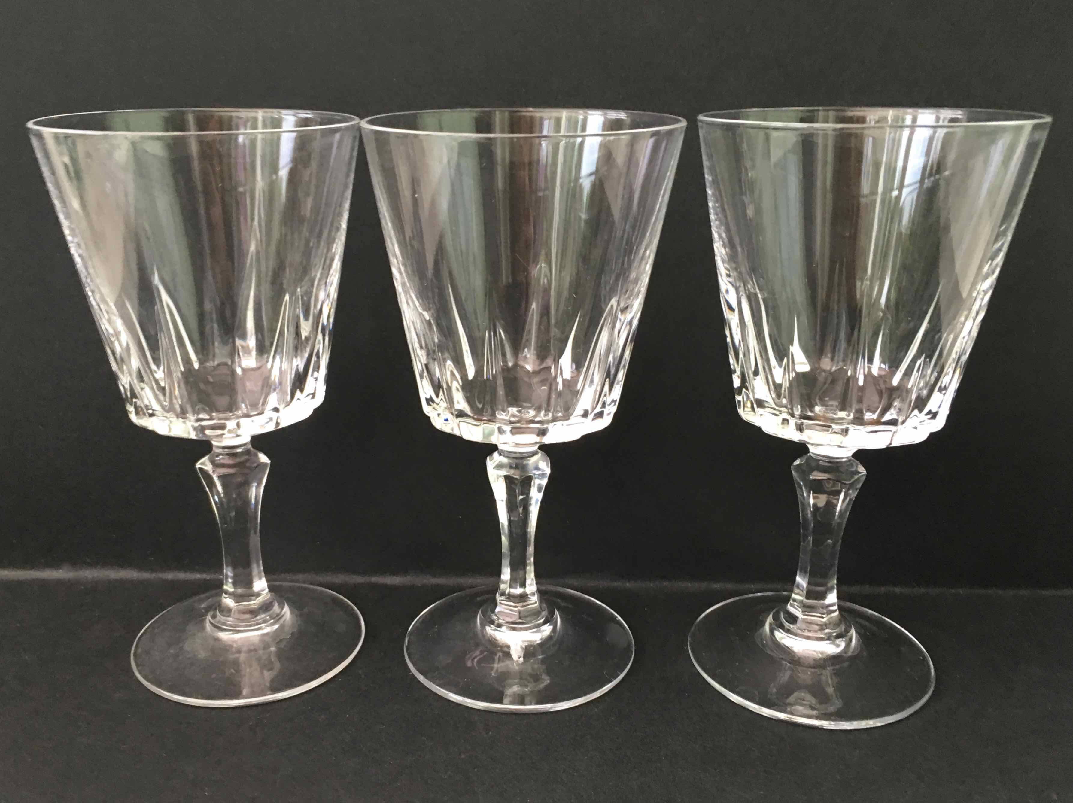 Set of 12 cut crystal wine glasses