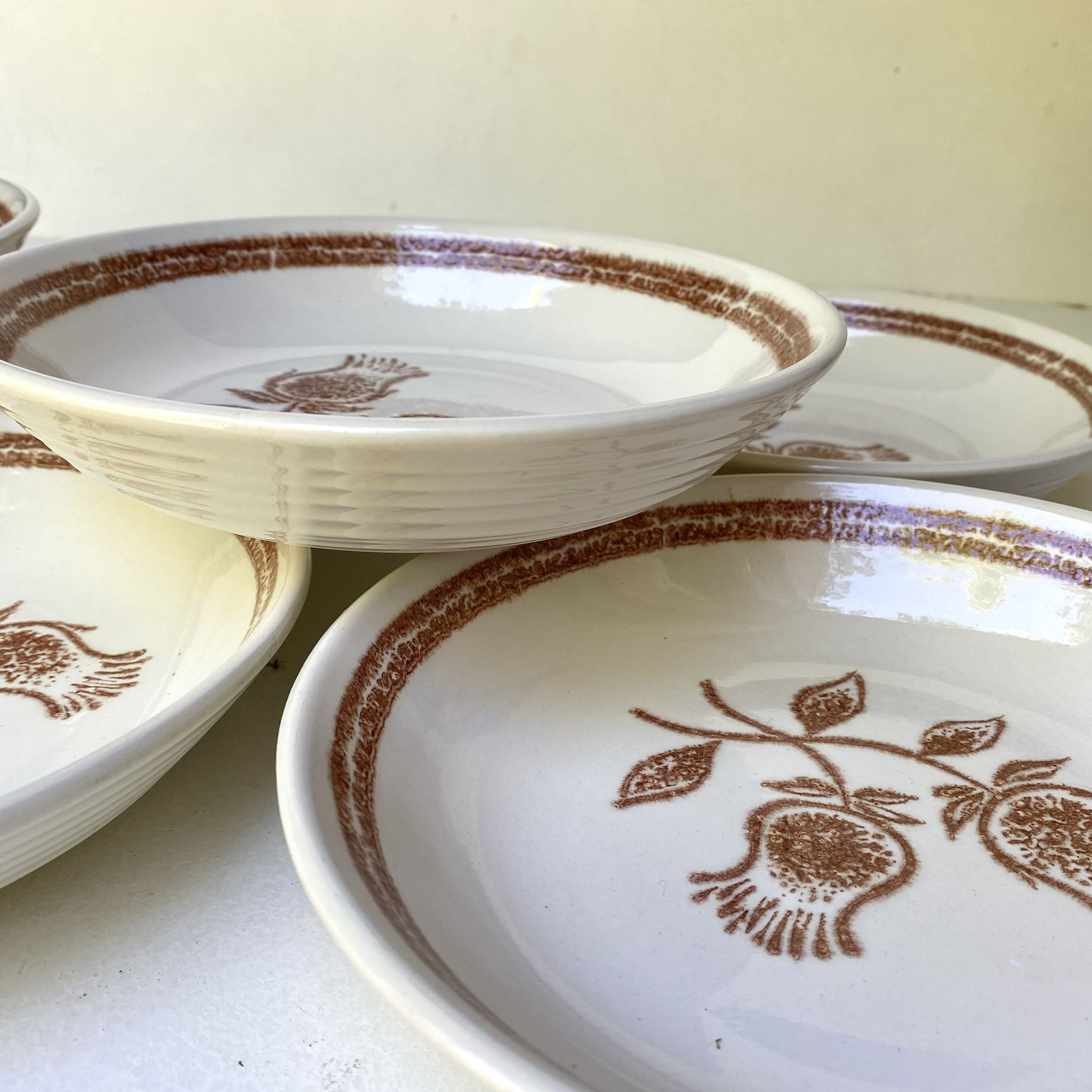 Vintage stoneware soup plates