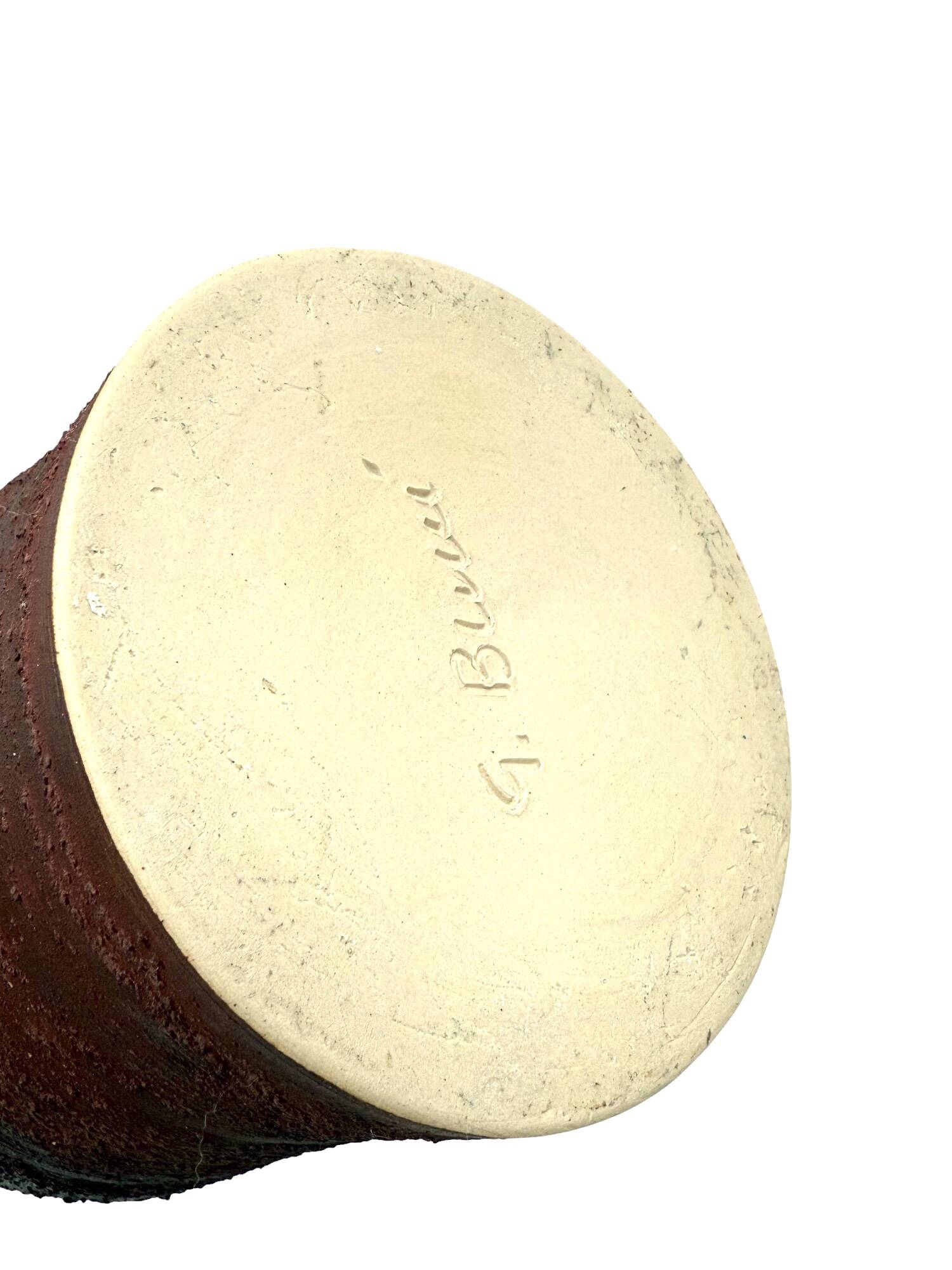 Mid-century Modern style brown artistic ceramic vase, Gabriele Bucci Italy