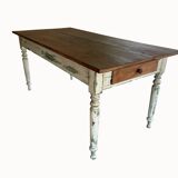 Farmhouse table with turned solid wood legs