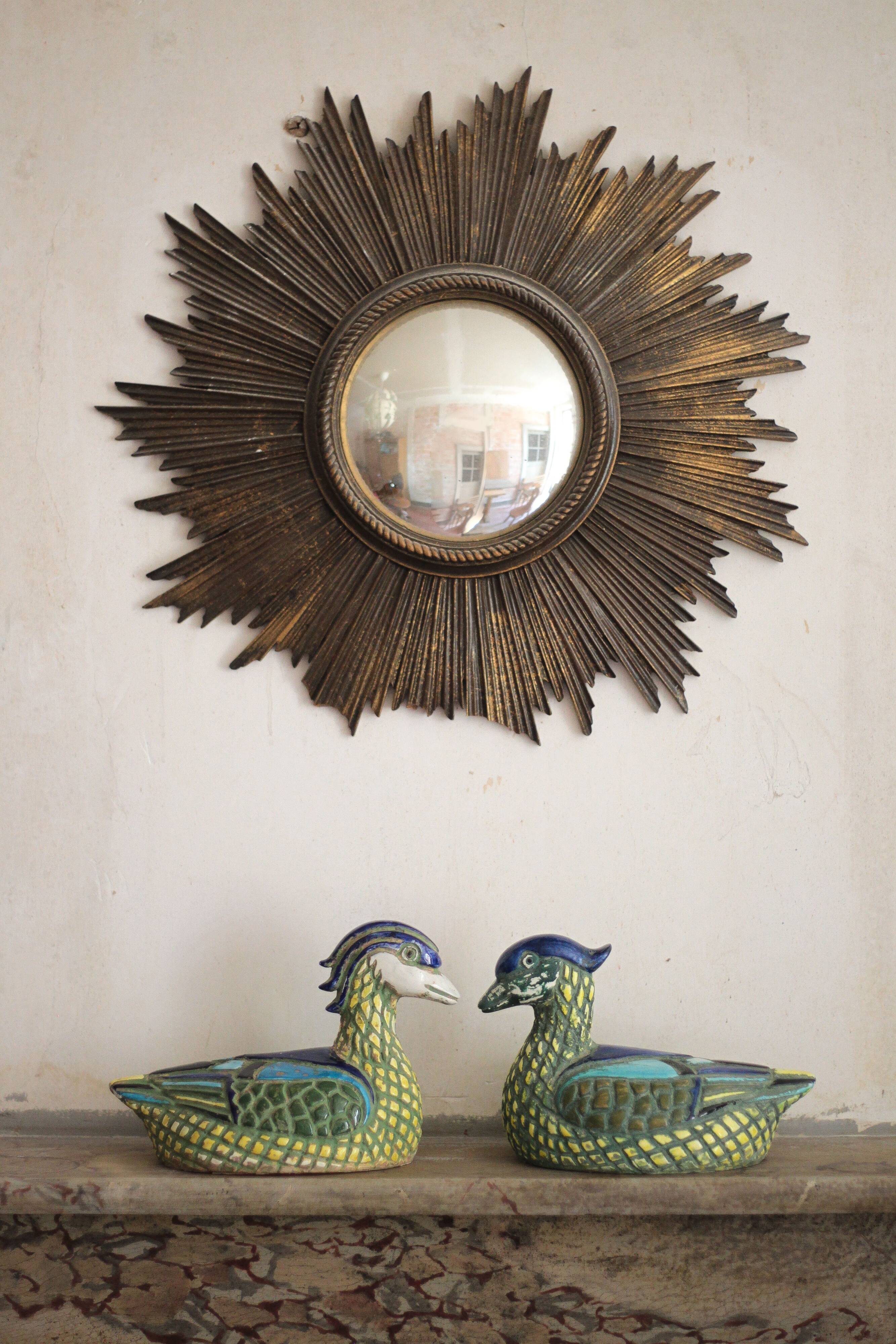 Vintage glazed ceramic duck pair, pottery