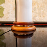 Table lamp in wood and plexiglass black and white Italy 50s