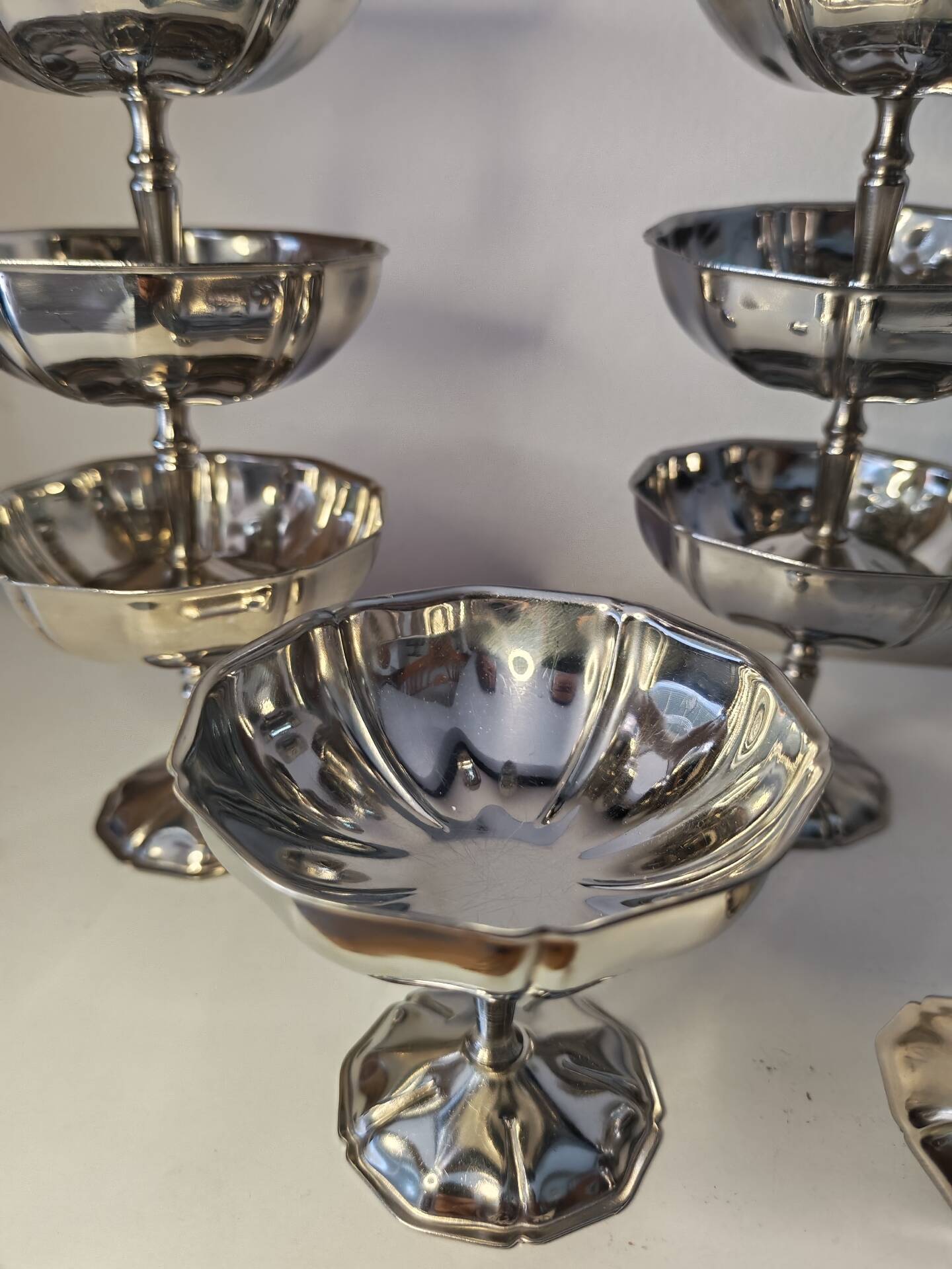 11 vintage stainless steel ice cream cups