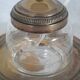 Engraved glass sugar bowl and silver-plated metal