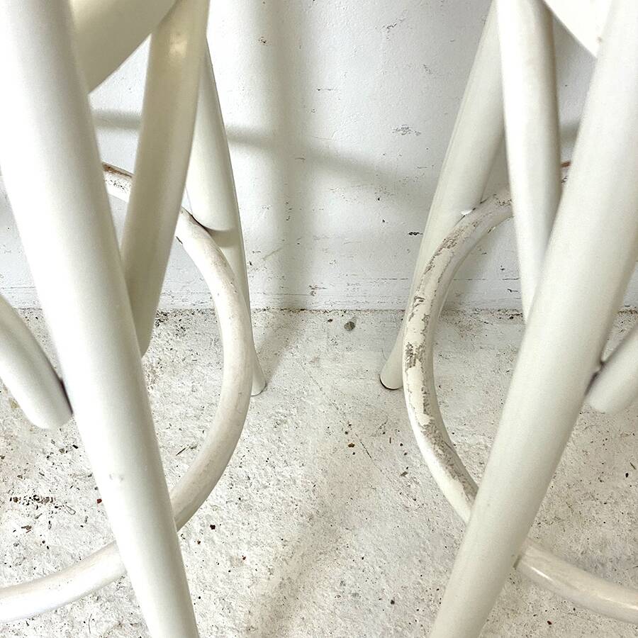 Paire de tabourets de bar bois et cannage