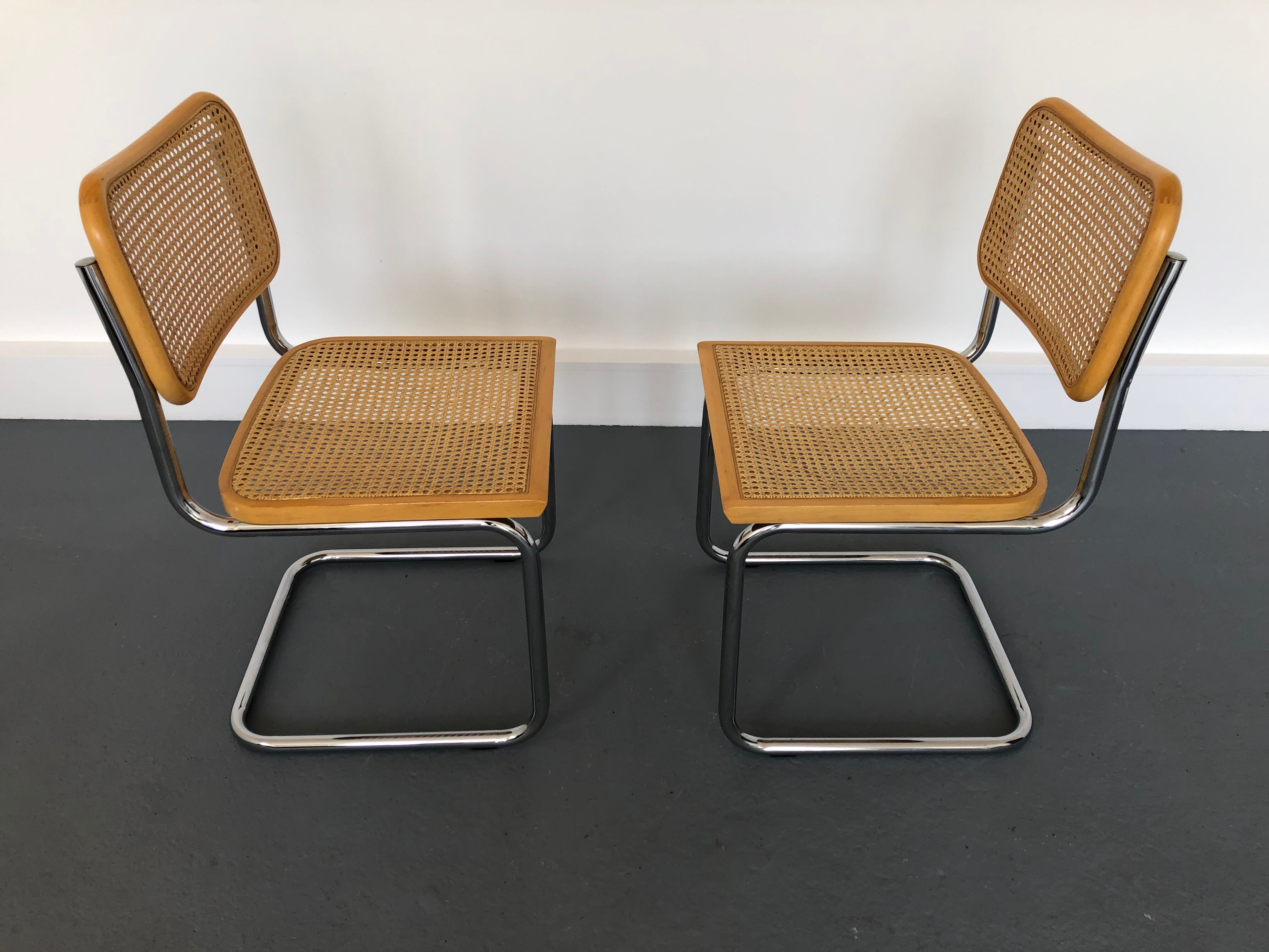 Pair chairs design Marcel Breuer, Italy, 1980