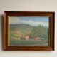 Old painting, landscape Monts Lyonnais, signed dated 1944