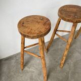 Set of three high tripod farmhouse stools