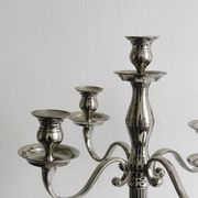 Large 5-arm candlestick in shiny silver metal