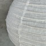 Large pendant light in Japanese-style natural rattan and linen in the shape of a drop H55 D60