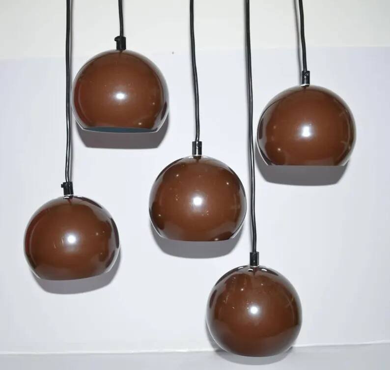 Set of 5 Mid-Century Design Ceiling Lamps Bubbles, E.S.Horn, Denmark, 1970s