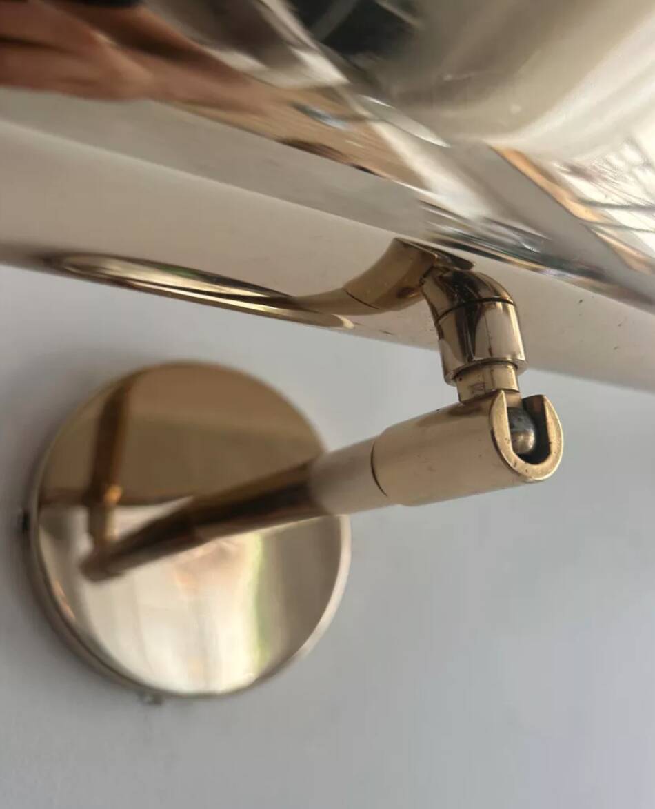 Pair of vintage adjustable solid brass wall lights France 1970