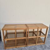 Pair of vintage pine bookcases and shelves, Maison Regain style, 1970s design