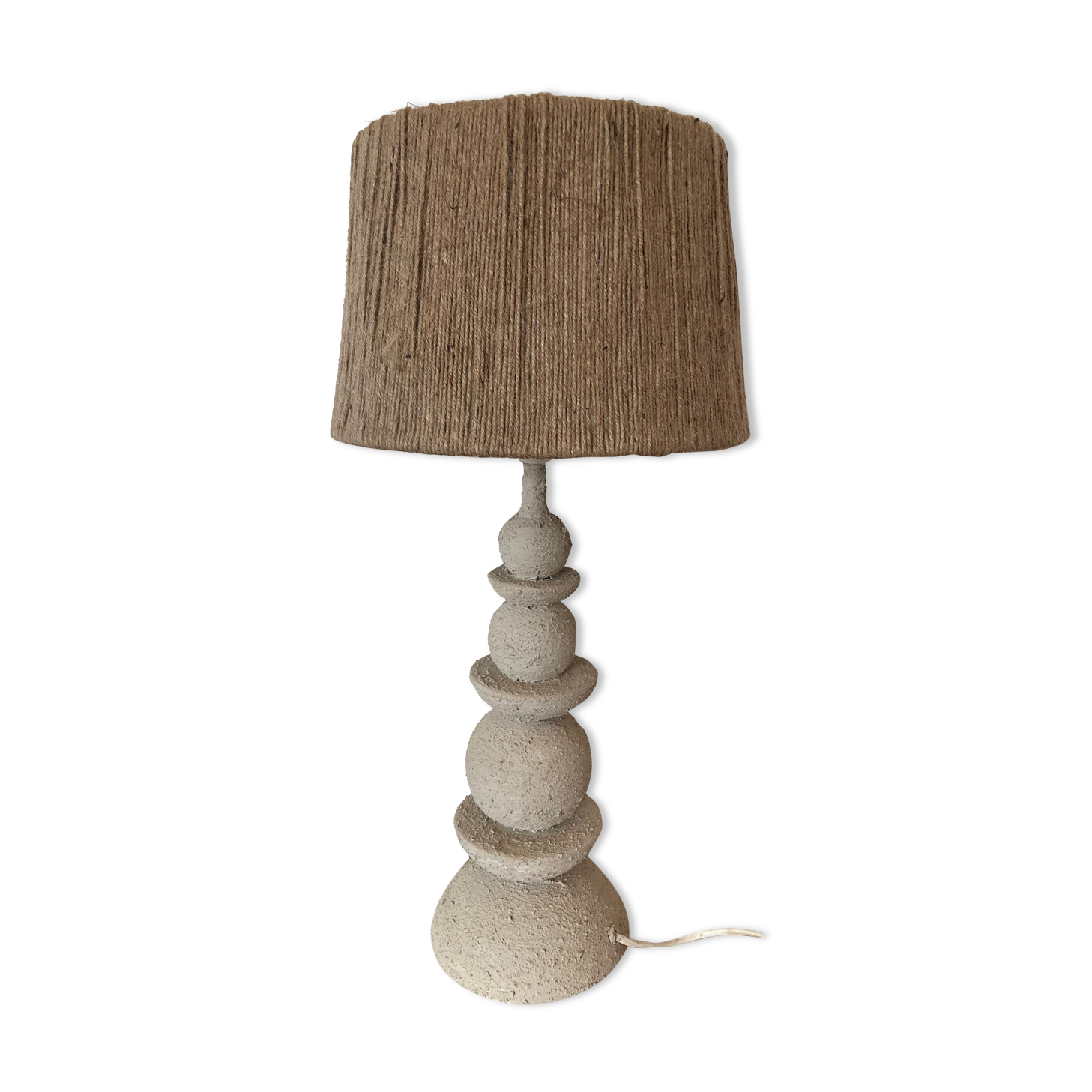 Lampe à poser artisanale en terre et corde