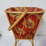 Old rattan worker or sewing box