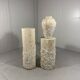 Travertine mactan stone columns & vase 1980’s