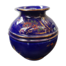 Ancien vase boule céramique bleu