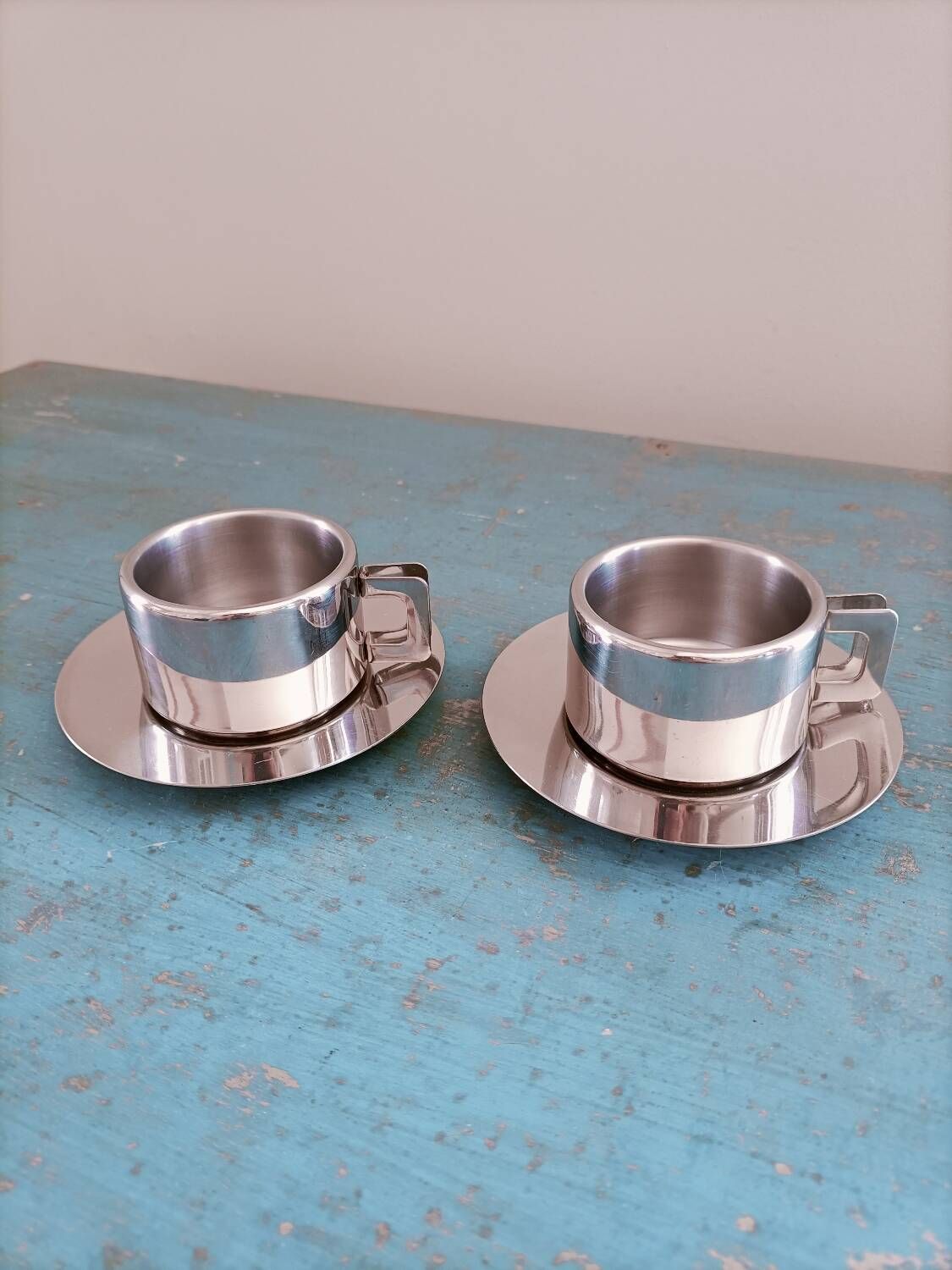 2 vintage Italian stainless steel cups Casalinghi Sto