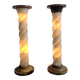 Pair of twisted column floor lamps in alabaster and marble, 1960