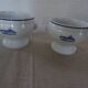 4 Large bowls salad bowls + 2 cups PILLIVUYT blue decoration boat G. CAOUDAL