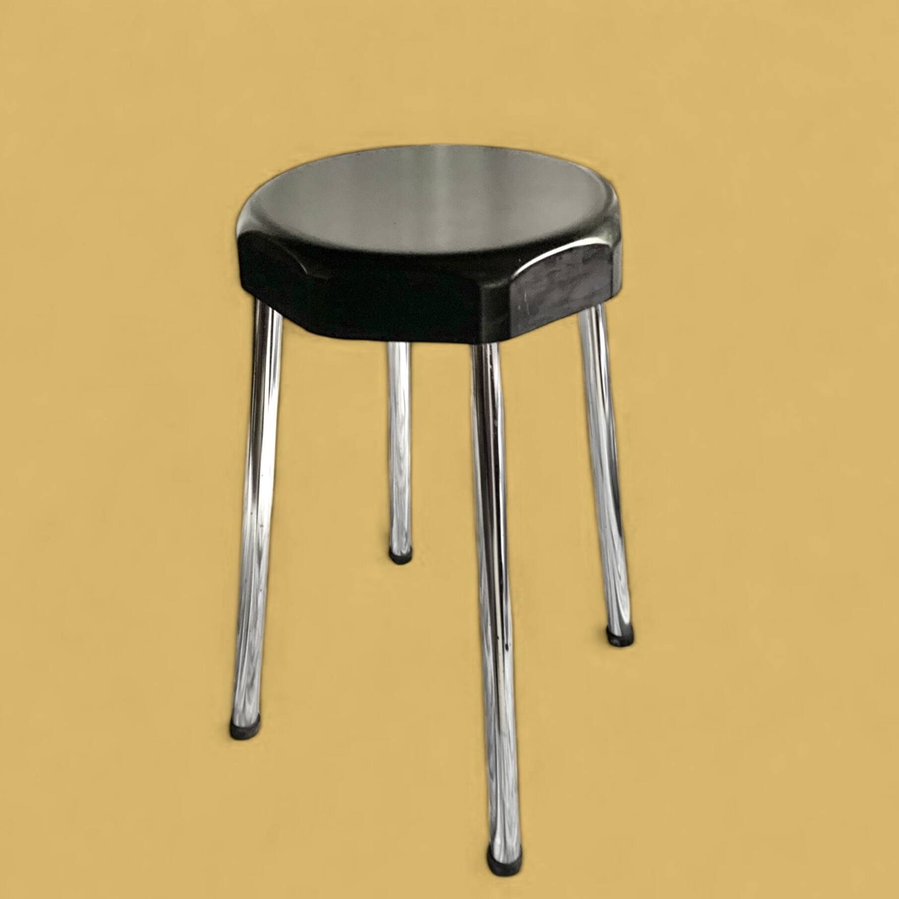 Vintage stool in black Bakelite and chrome metal Supra Luxe