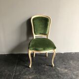 Chaise en bois et velours vert de style néoclassique Flamant
