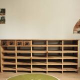 Meuble de métier à casiers vintage en bois