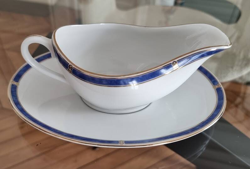 Christofle Océana Bleu dinner service, porcelain and fine gold