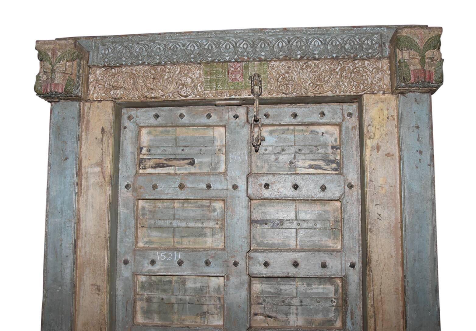 Old Indian door in old teak, original piece and patina