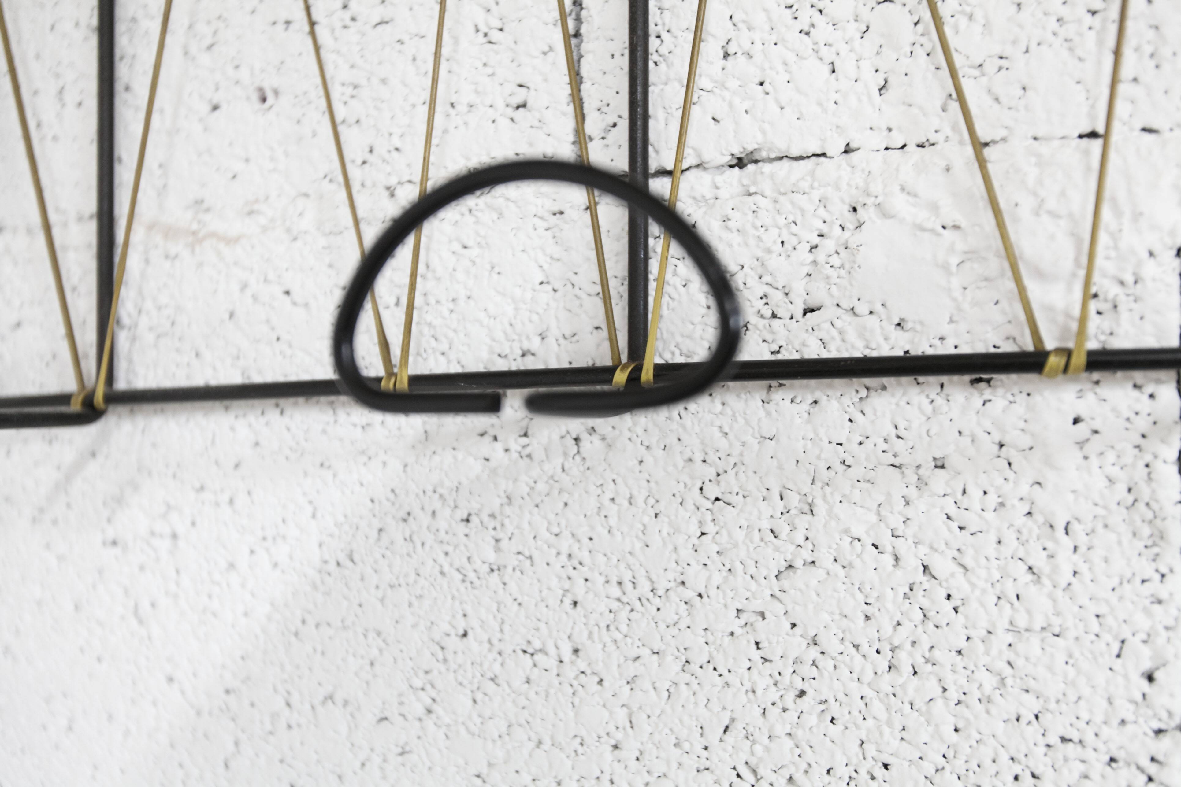 Black steel coat rack and scoubidou wire 1960
