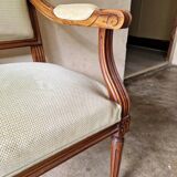 Louis XVI style armchair - In molded wood and light green velvet upholstery