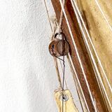 Borda wooden pond sailboat "Le Chat", navigable antique toy.