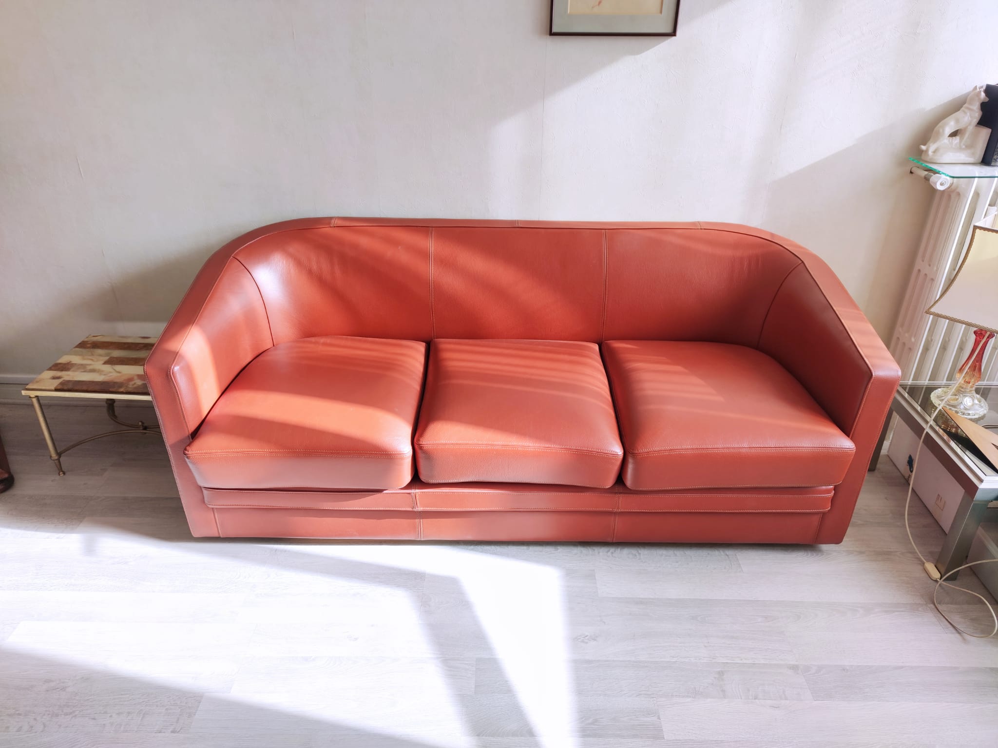 Sofa 3 places in leather Bournas Paris convertible