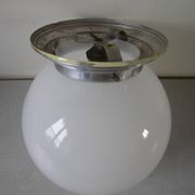 Old ceiling light globe ball sphere light in opaline aluminum support 22 cm