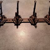 Coat rack hook X 4 Cast iron France folk art 50'S vintage metallic decoration