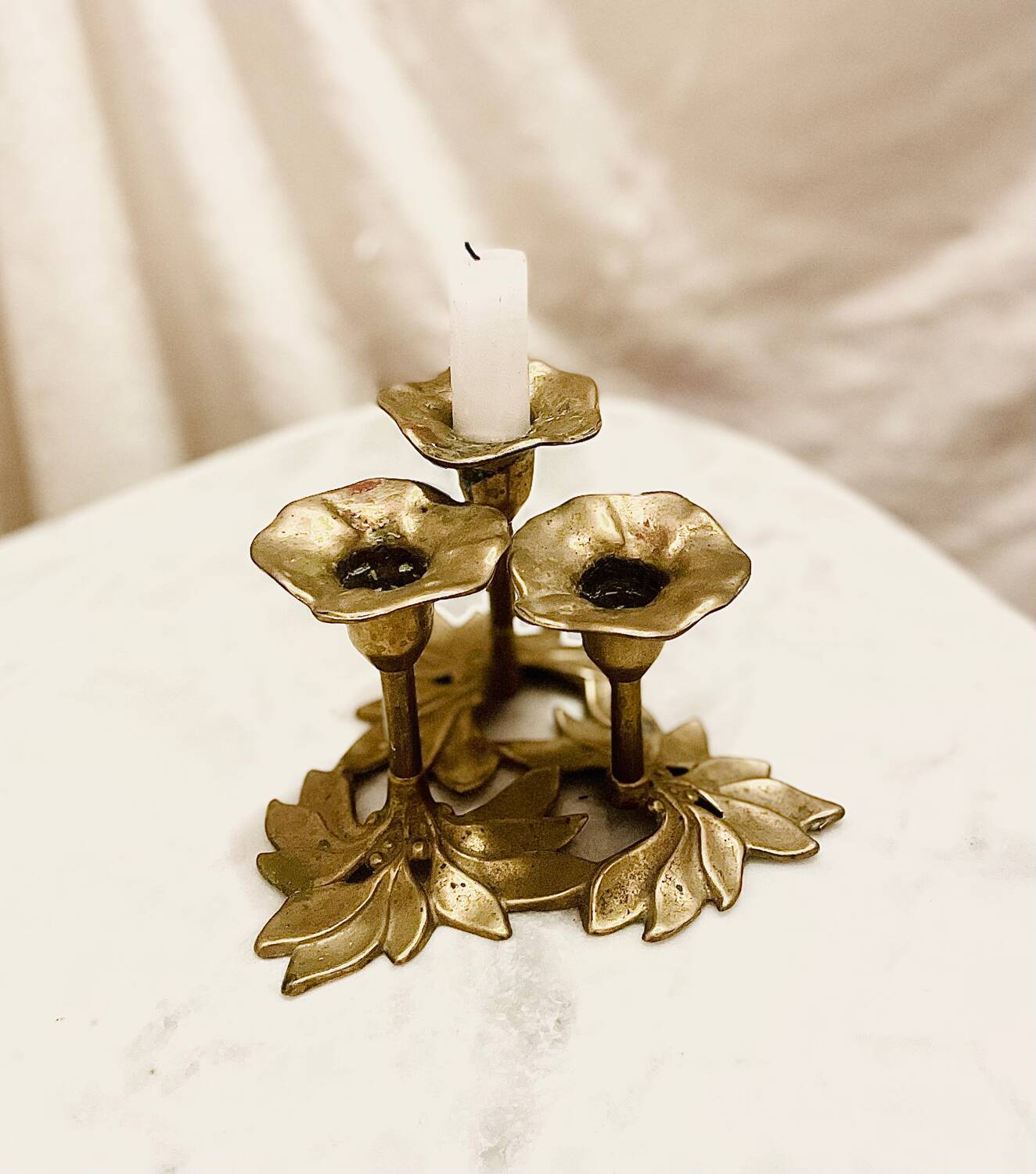 Floral Brass Candle Holder