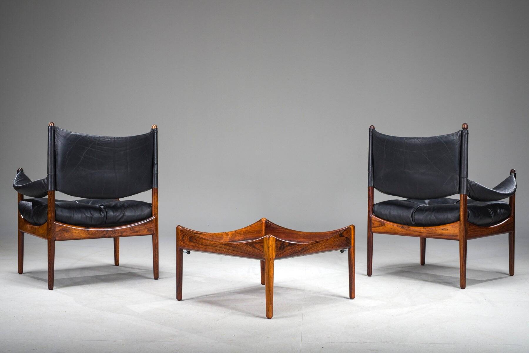 Mid-century modern Danish armchairs and coffee table by Kristian Vedel for Sören Willadsen, 1960s, set of 3