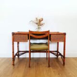 Rattan and cane desk