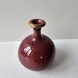 Soliflore vase in oxblood glazed ceramic Signed (Signature to be identified)