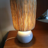 Ceramic table lamp and rafia