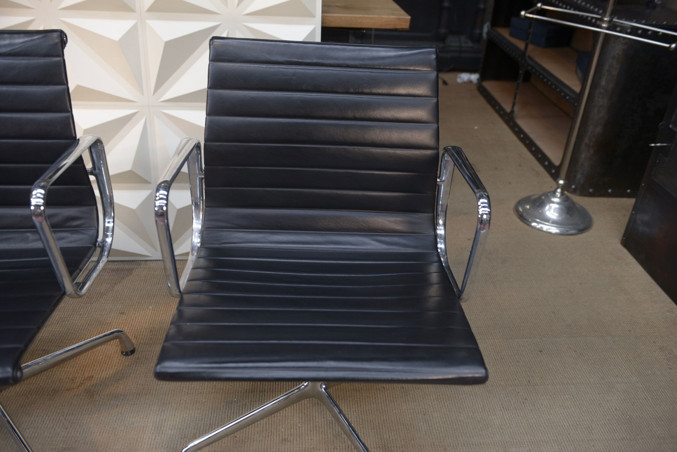 Vintage Leather Swivel Armchairs Ea108 by Charles and Ray Eames for Vitra