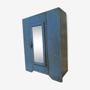 Old wood of blue toilet Cabinet