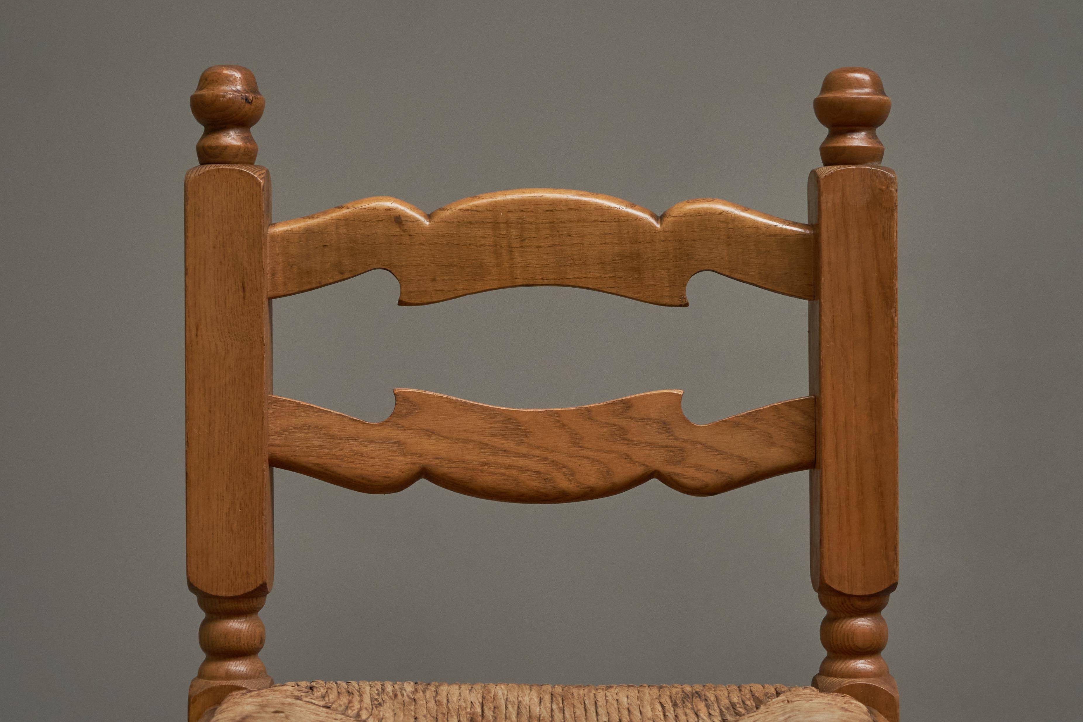 Set of 4 Razorblade bar stools in solid oak, 1960s.
