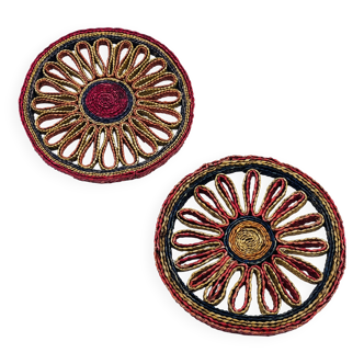 Set of 2 vintage braided rope placemats – bohemian spirit
